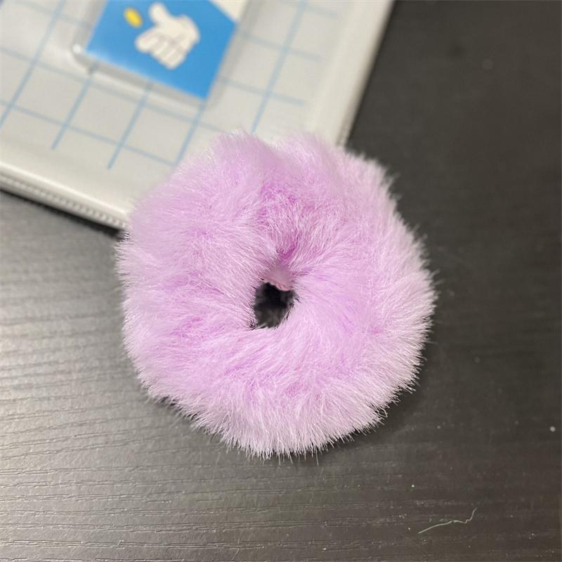 Elastic Faux Fur Hair Bands Scrunchies Vintage Girls Solid Ponytail Holder Rubber Headband Ties Fashion Women Hair Accessories