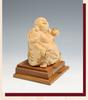 Wooden Buddha Hotei carved cypress wood 15cm x width good luck charm statue, figurine, high-quality (height 11cm),