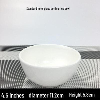Thickened White Ceramic 4.5-inch Restaurant Rice Bowl Set (10-Pack)