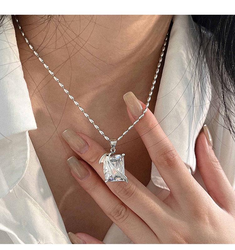 S925 Sterling Silver Korean-Style Olive Bead Clavicle Necklace for Women