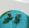 Jewelry earrings imitation cultivation emerald stud earrings women's simple fashion classic green zircon square diamond stud earrings