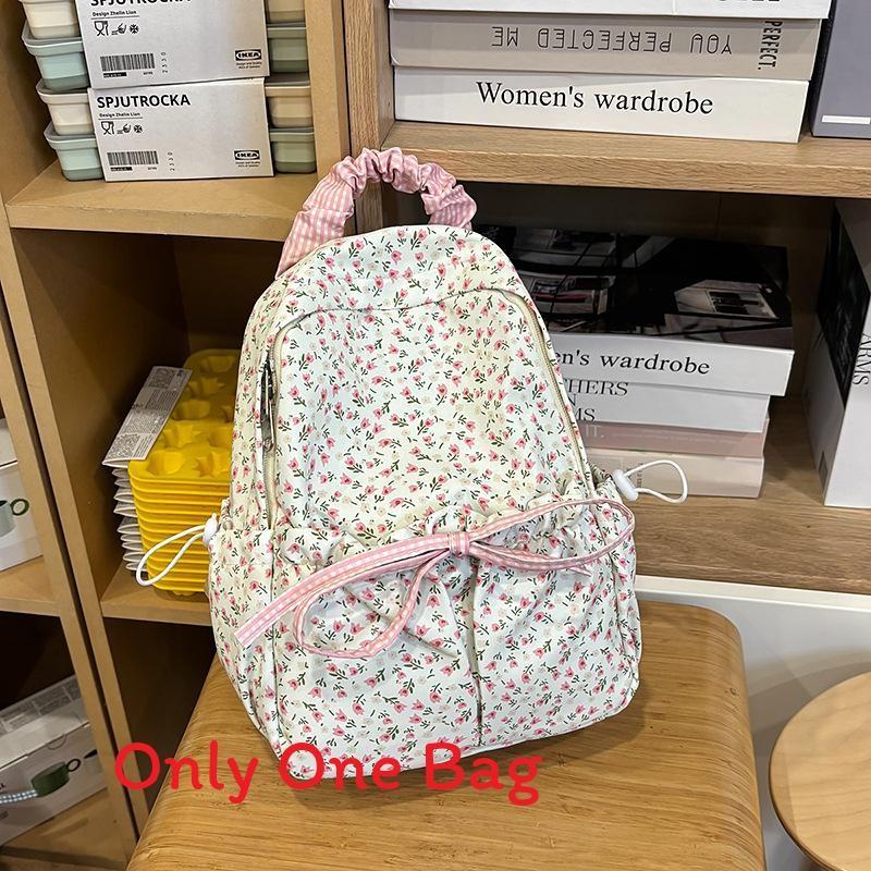 Nylon Floral Backpack For Teens With Drawstring Design For Teen Girls Daily Carry