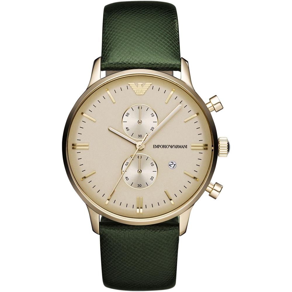 

Emporio Armani Gianni XLarge Gold Green Leather Men s Quartz Chronograph AR1722 золотой