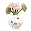 Blue and Porcelain Plush Toy with Removable Flower Bouquet