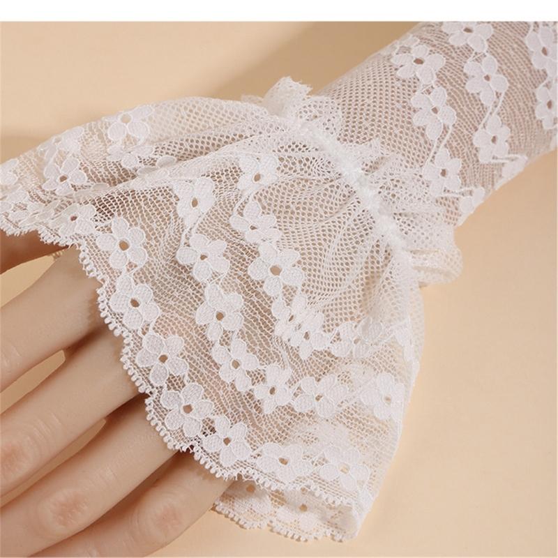 Breathable Wrist Covers With Lace Patterns Sheer Nails Art Photo Props Comfortable Sheer Sleeves