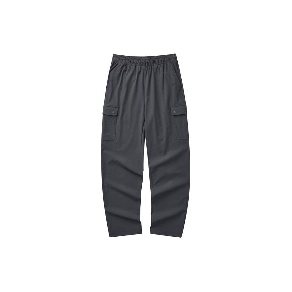 Skechers Solid Color Mid-Rise Straight Loose Sports Pants Women pants Periscope-Gray L124W057-0403 S