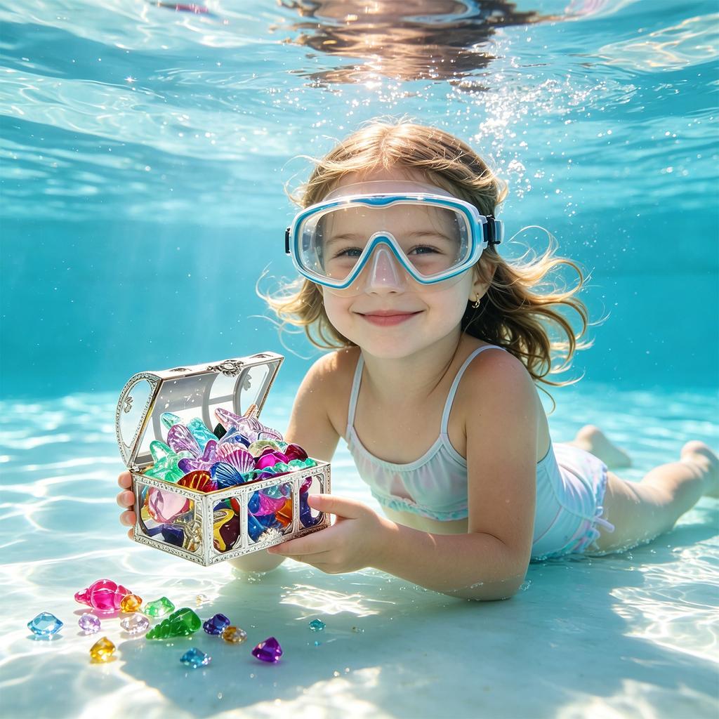Summer-Appropriate Children's Pool And Diving Pool Toys, Diving Game Treasure Chest Toy Set.