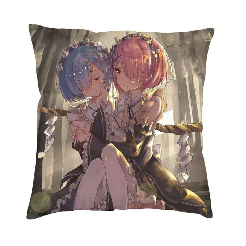 

Re Zero Аниме Анимация Наволочка Двусторонняя Печать Плед Декоративная Подушка Чехол для Дивана Индивидуальный Наволочка Домашний Декор 30x30cm 12x12in