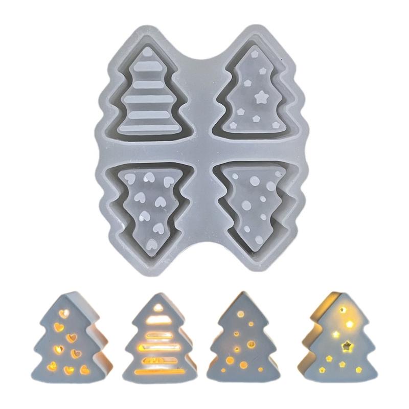 Flexible Silicone Mold for Night Lamp Festival Decoration Mold Christmas Tree Candle Holder Mould Jewelry Making Tool