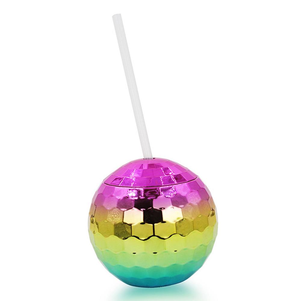 

600ML Unique Disco Ball Cups Flash Cocktail Cup Nightclub Bar Party Flashlight Straw Wine Glass Drinking Syrup Tea Bottle 600ml