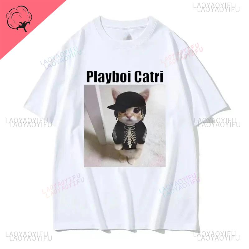 Playboi Carti Милый Кот Мем Смешной Нарцисс Опиум Футболка для Мужчин Женщин Хип-Хоп Мода Футболка Повседневная Уникальный Новый Стиль Футболки S