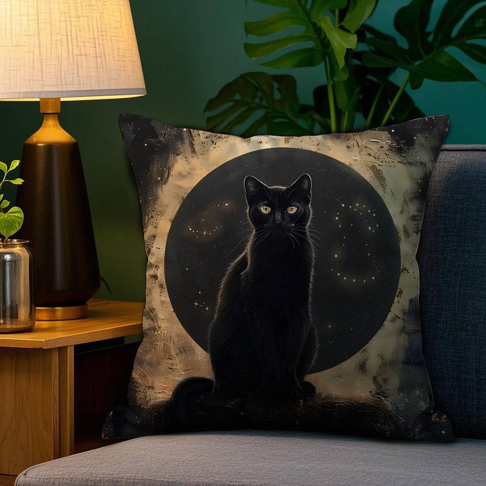 Cartoon Comic Cat Pattern Pillow Case Antidustmite Pillowcase Invisible Zipper Silky Short Plush Sofa Cushion Cover