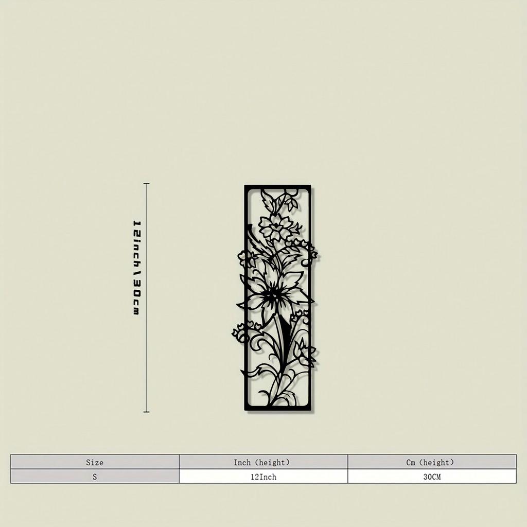 Metal Wall Art Black Iron Flower Sunroom Retro Decor