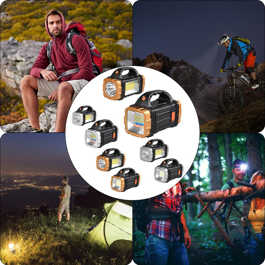High Power LED Flashlight USB Rechargeable 8 Lighting Modes Camping Lantern Power Bank Solar Powered for Tactical Camping Hiking