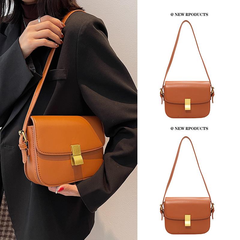 2025 Small Bag Women's Spring and Summer New Niche Brown Tofu Bag Messenger Bag High-end Shoulder Small Square Bag