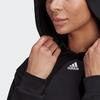 adidas Crop Hoodie Casual Sport Striped Training Pullover Sweatshirt Women Tops Black H47479