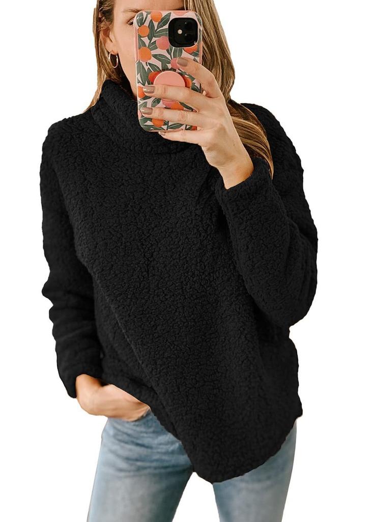 2025 autumn and winter European and American women's clothing cross-border new wool turtleneck solid color sweater plush top women