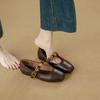 Sheepskin version~ Genuine leather flat-bottomed retro word with Mary Jane shoes, women's square head shallow mouth single shoes, small leather shoes