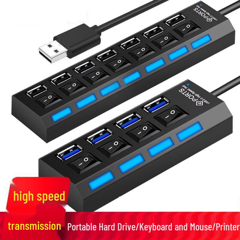 4-Port Independent USB Switch Hub with 7-Port Splitter