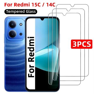 3pcs Tempered Glass For XiaoMi Redmi 14C 5G Global Full Coverage Screen Protector For RedMi 15C 4G Glass Film