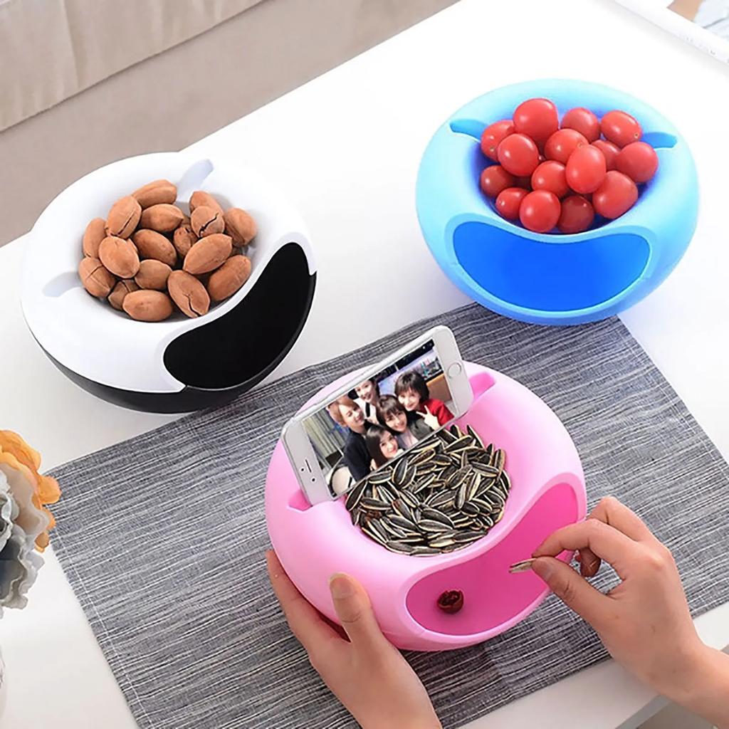 Creative shaped bowl for cracking sunflower seeds, lazy person's fruit plate, candy fruit plate, double-layer dried fruit plate