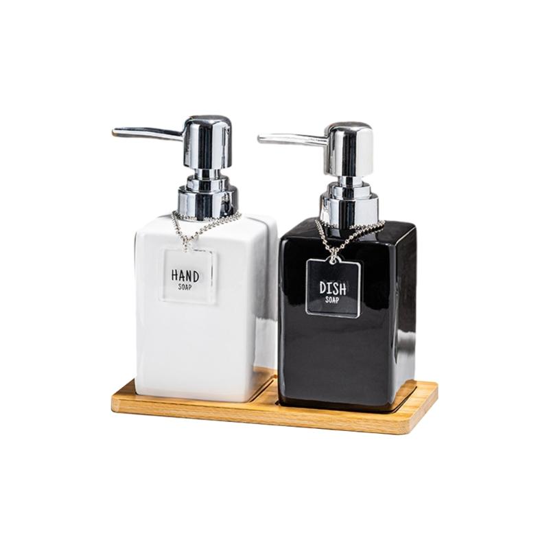 Reusable Press Type Liquid Dispenser Bottle Ceramic NonMetallic Portable Design for Shampoo Soap Lotion Friendly Home Use