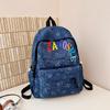 Schoolbag new American retro backpack female embroidery letter simple travel backpack male junior high school high school student schoolbag female