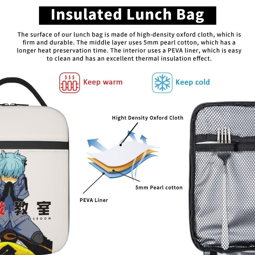 Assassination Classroom Octopus Koro Sensei Insulated Lunch Bag for Kids School Cooler Thermal Food Box Tote Lunch Boxes