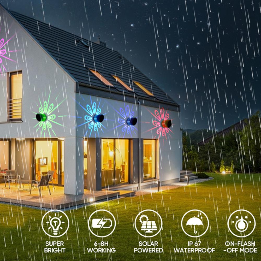 2/4 STÜCKE Solar Gartenleuchte Außen Gehwegleuchte Terrasse Zaunleuchten Rasen Landschaftslicht Deckleuchten Pflaumenblüten Schatten Dekor