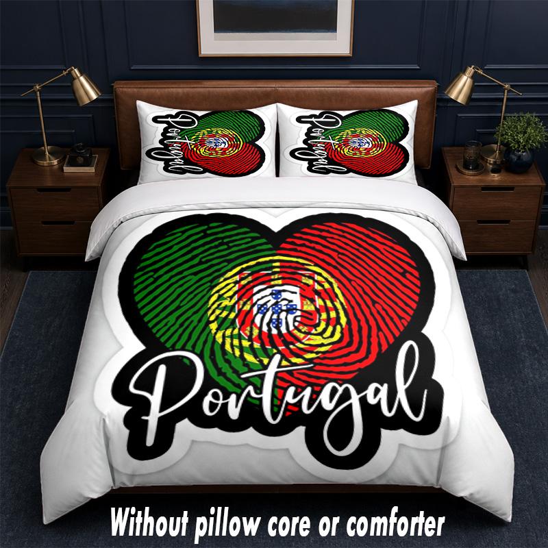 Portugal national football team Design Bed Bedding Set 1 Duvet Cover + 2 Pillowcases Soft Breathable Household Bed Linens