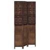 3 Piece Room Divider Dark Brown Solid Paulownia Wood