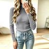 Women's High Neck Pullover Knit Sweater with Decorative Buttons - Casual Winter Fashion Top