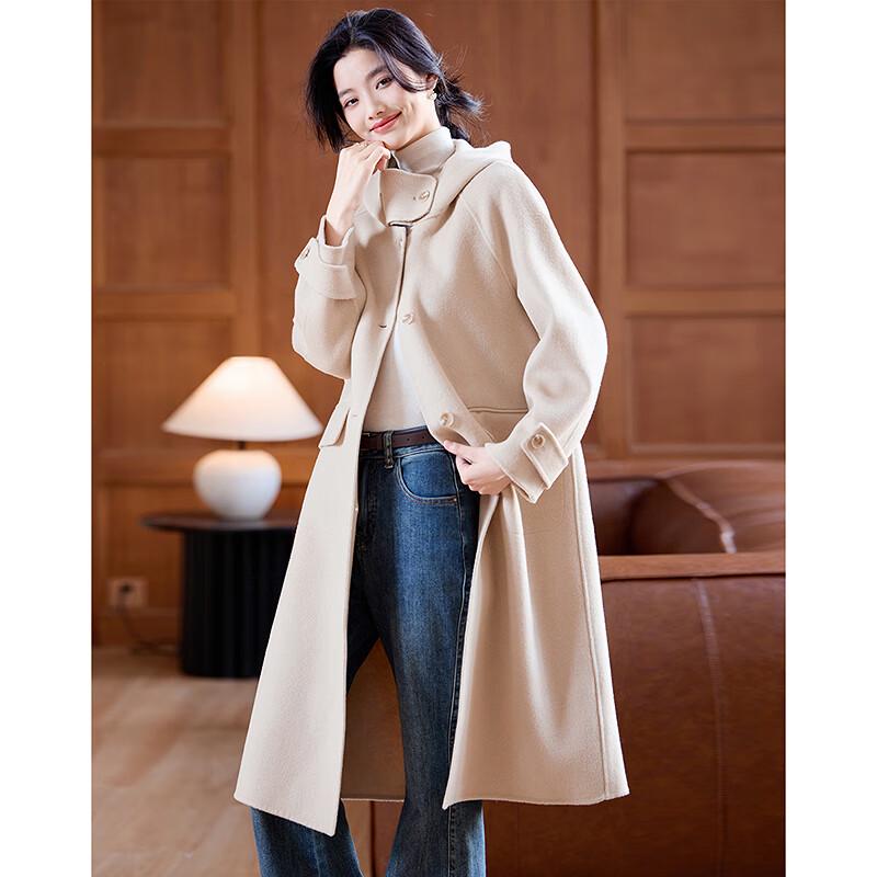 Women's Elegant Hooded Woolen Coat