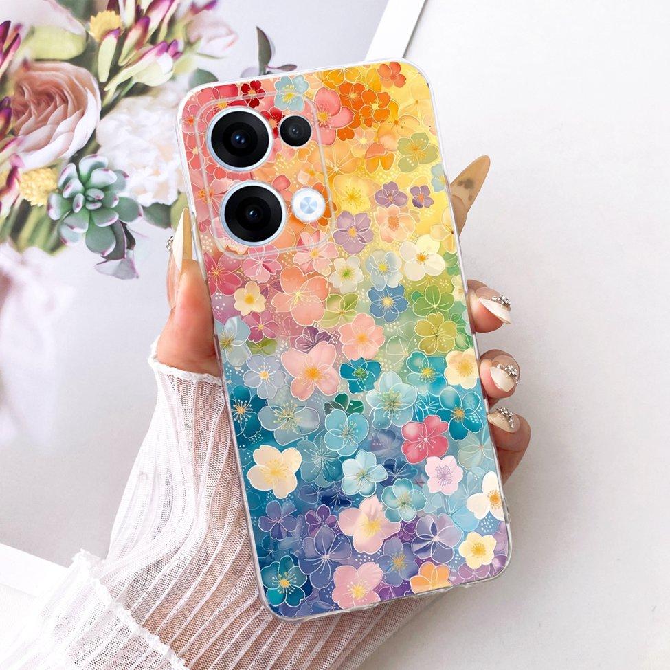 Transparent For Oppo Reno13 Case CPH2689 Cute Cat Fashion Butterfly Funny Painted Casing For Oppo Reno 13 PKM110 Cover