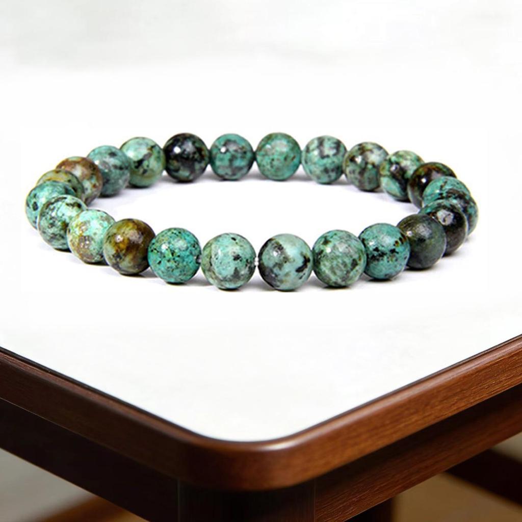 8mm Agate Natural Stone Bracelet - Fashionable Single Strand Elastic Beaded Bracelet with Round Crystal Beads