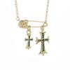 Kroxin Guld & Silver Vintage Kors Hänghalsband med Diamantbrosch - Hip Hop Trendig Par Kedja