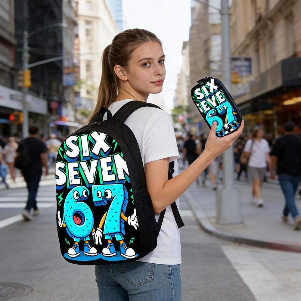 1/2/3/4/5PCS Numbered 6&7 Pattern Backpack Set | The Perfect Choice for School & Travel