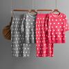 Summer Polka Dot Short Sleeved Knitted Sweater Fashion Set High Waisted Hip Hugging Split Half Skirt Two-piece Set