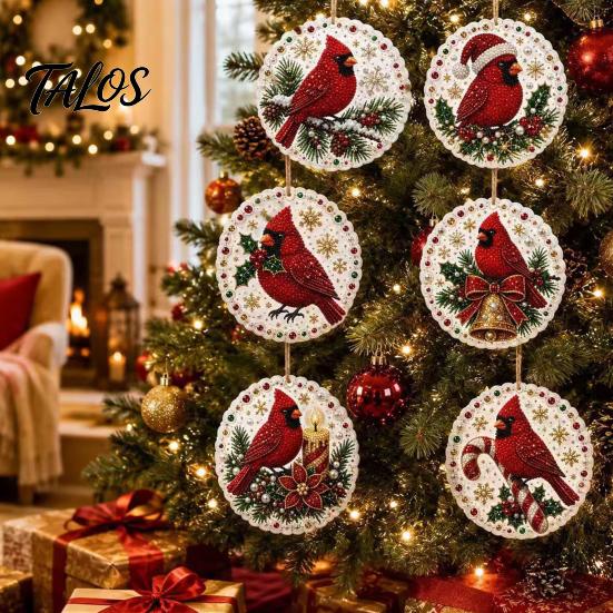 Craft Kits for Family Night 6Pcs/Set Christmas Ornaments DIY Faux Pearl Art Kit, Hanging Decorations Kit Personalized Tree with Round Charms