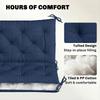 3 Seater Bench Cushion, Garden Chair Cushion with Back and Ties for Indoor and Outdoor Use, 98 X 150 Cm, Dark Blue