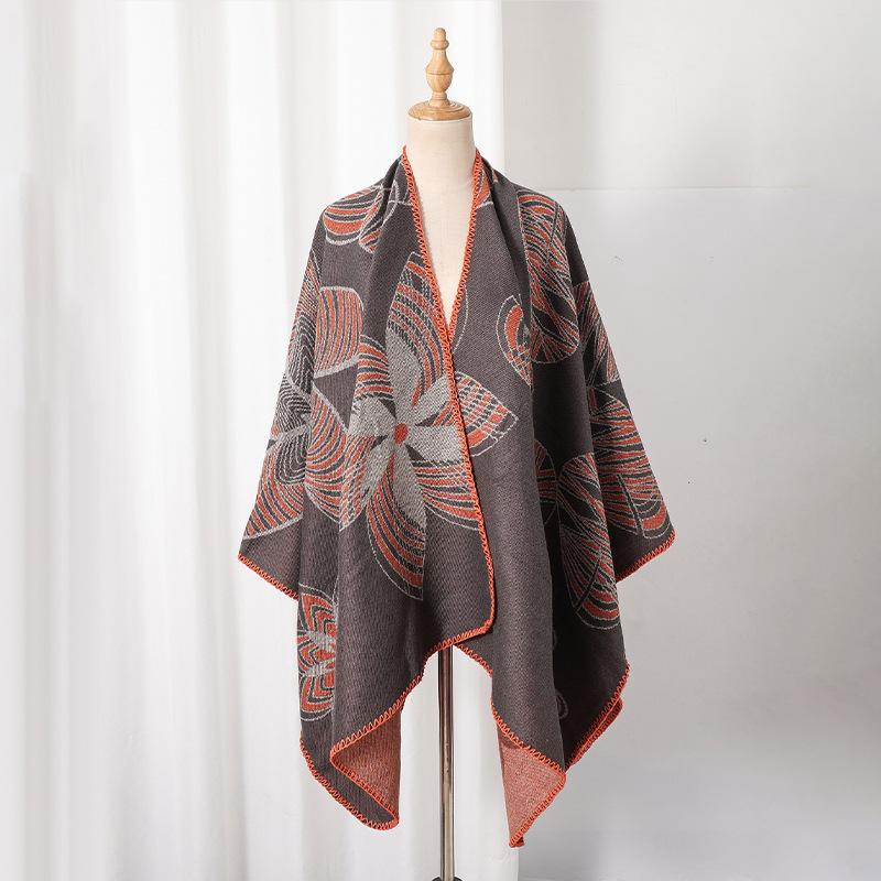 Knitted Shawl Wrap for Women Soft Warm Vintage Open Front Poncho Cape Casual Oversized Shawls Cardigan Poncho Blanket Women's Lightweight Shawl Scarf