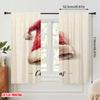 2pcs,2D Plane Printing Curtains Vintage Santa Hat Polyester (without Rod) Decorations For Home for Room, Kitchen, Study,