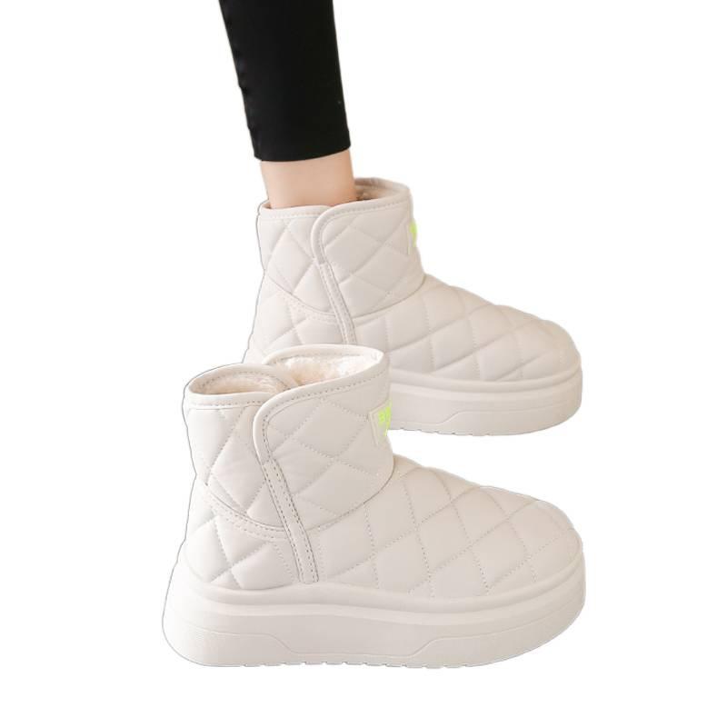 Harbin snow boots new winter velvet warm cotton shoes thick sole heightening white short boots