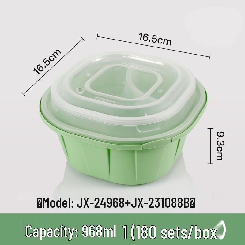 Handun Disposable Square Divided Food Containers with Lids, 180 Sets