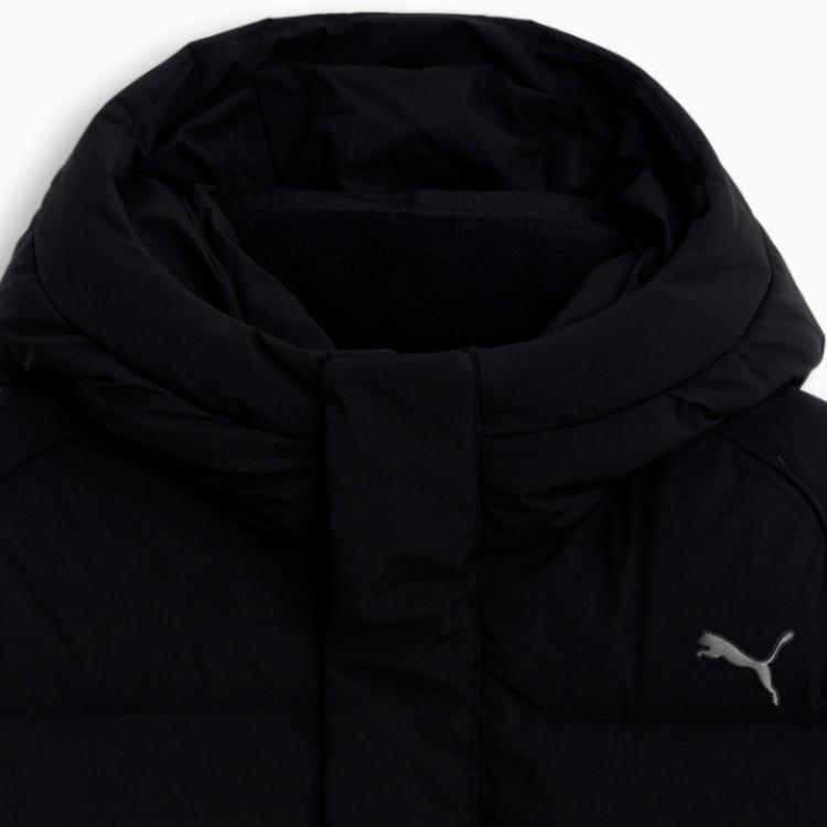 Puma Solid Color Logo Zipper Hooded Long Down Jacket Men Outerwear Black 940165-01