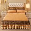 3PCS Quilted Bed Skirt Three-piece Set Princess Lace Thickened Bed Cover, Yamame Non-slip Bed Cover Protective Cover Bedding Four Seasons