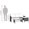 L Shaped Garden Sofa Set with Table and Cushions Black Poly Rattan