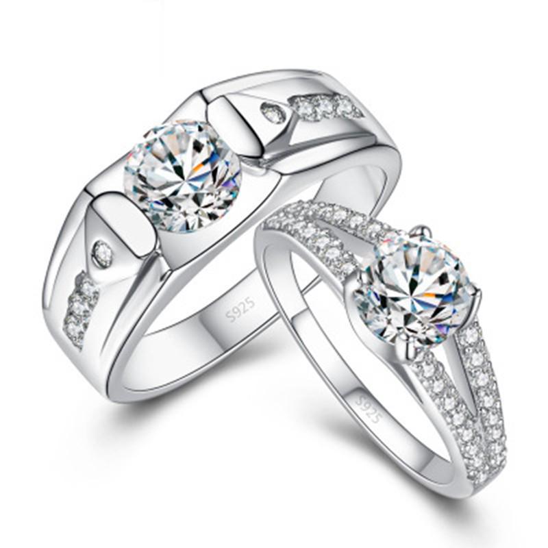 Korean Style Zircon Couple Rings: Elegant, Versatile, Adjustable Crown Design for Men and Women