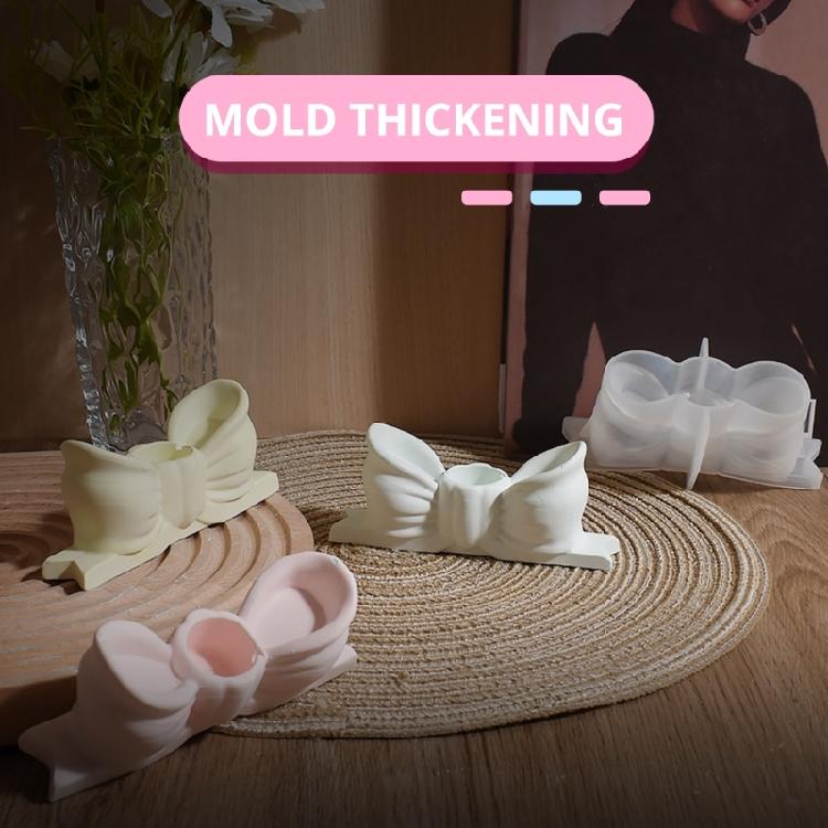 Taper Candle Holder Casting Molds Resins Epoxy Molds Bowknot Shape Candlestick Silicone Mould for Wedding Table Decors