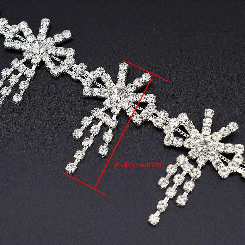 

5Yards Rhinestone Chain Trim Fringe Tassel Crystal Shining Accessories DIY Wedding Decoration Gift Bow Shape Rhinestone Ribbon 5Yards